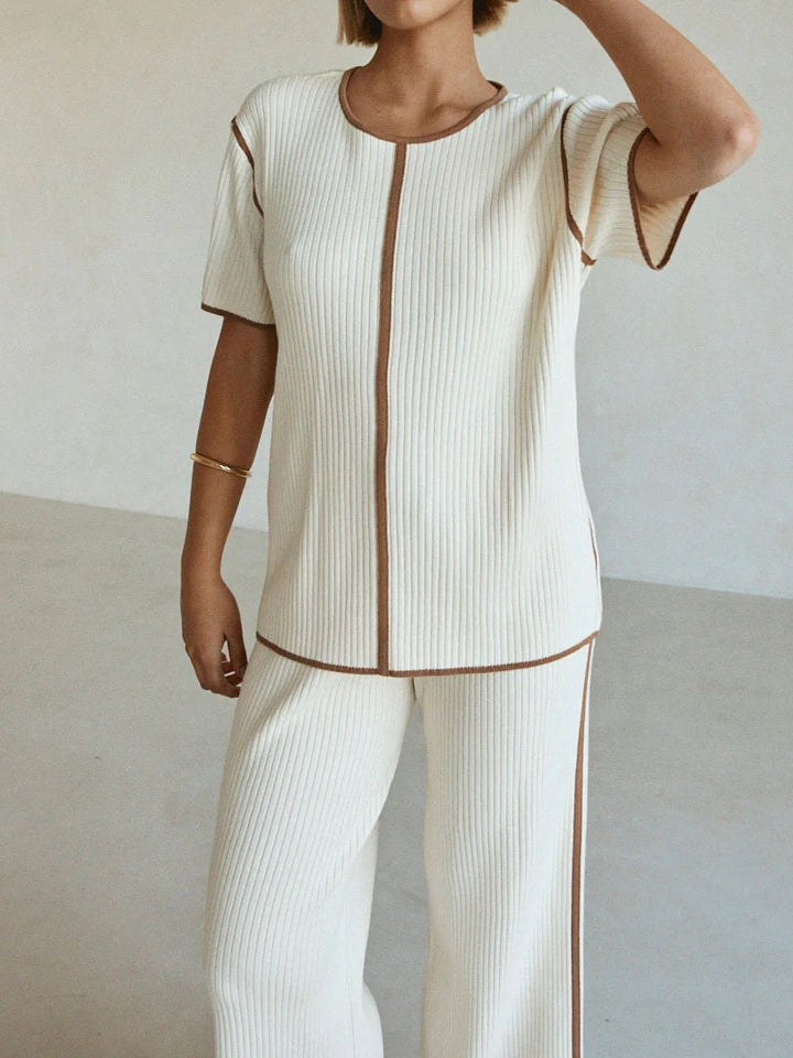 Off-white Striped Knitted Casual Short-sleeved Top