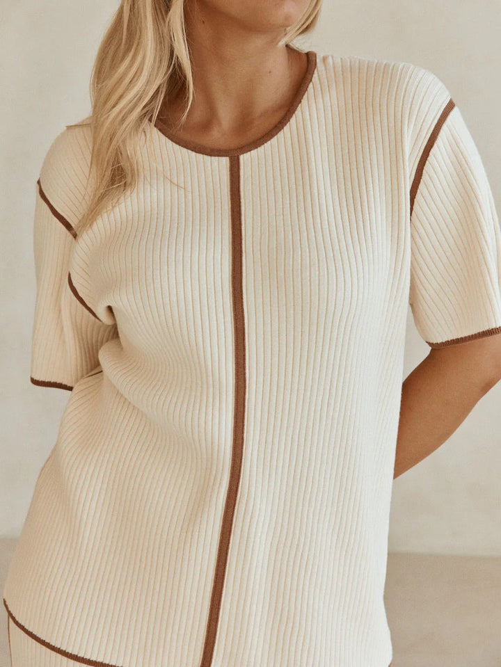 Off-white Striped Knitted Casual Short-sleeved Top