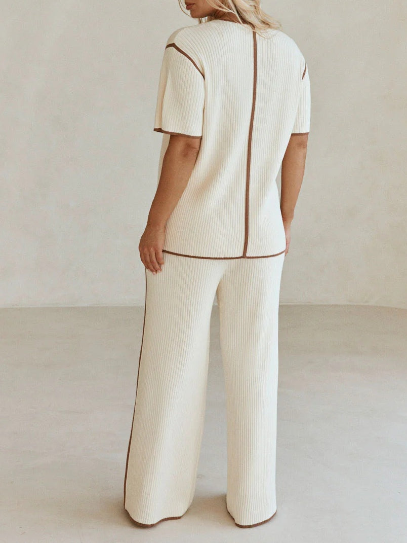 Off-white Striped Knitted Casual Short-sleeved Top