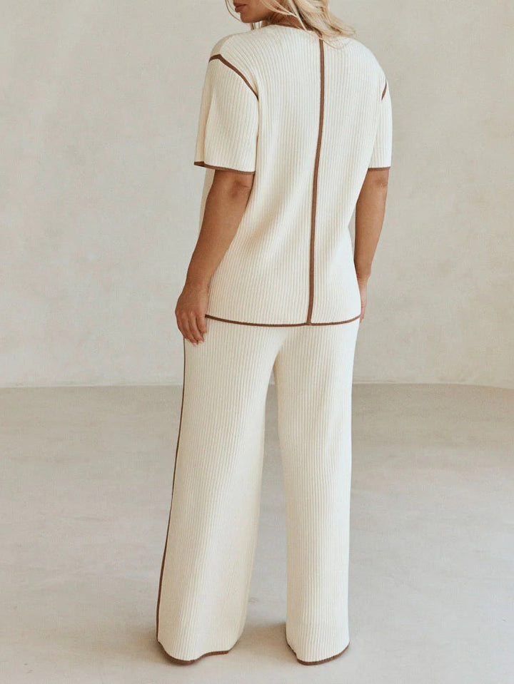 Off-white Striped Knitted Casual Short-sleeved Top