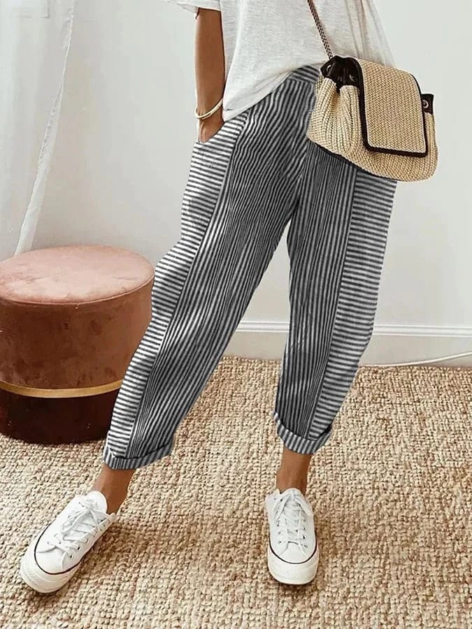 Lina Linen Striped Pants