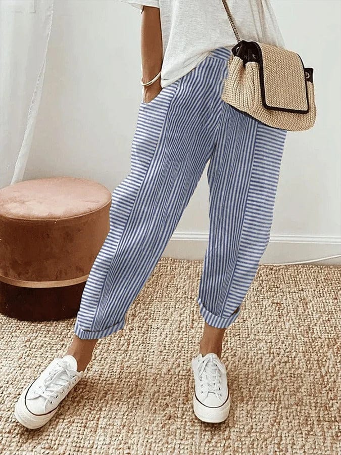 Lina Linen Striped Pants