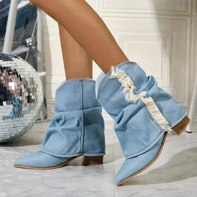 Roxy Fringe Denim Boots