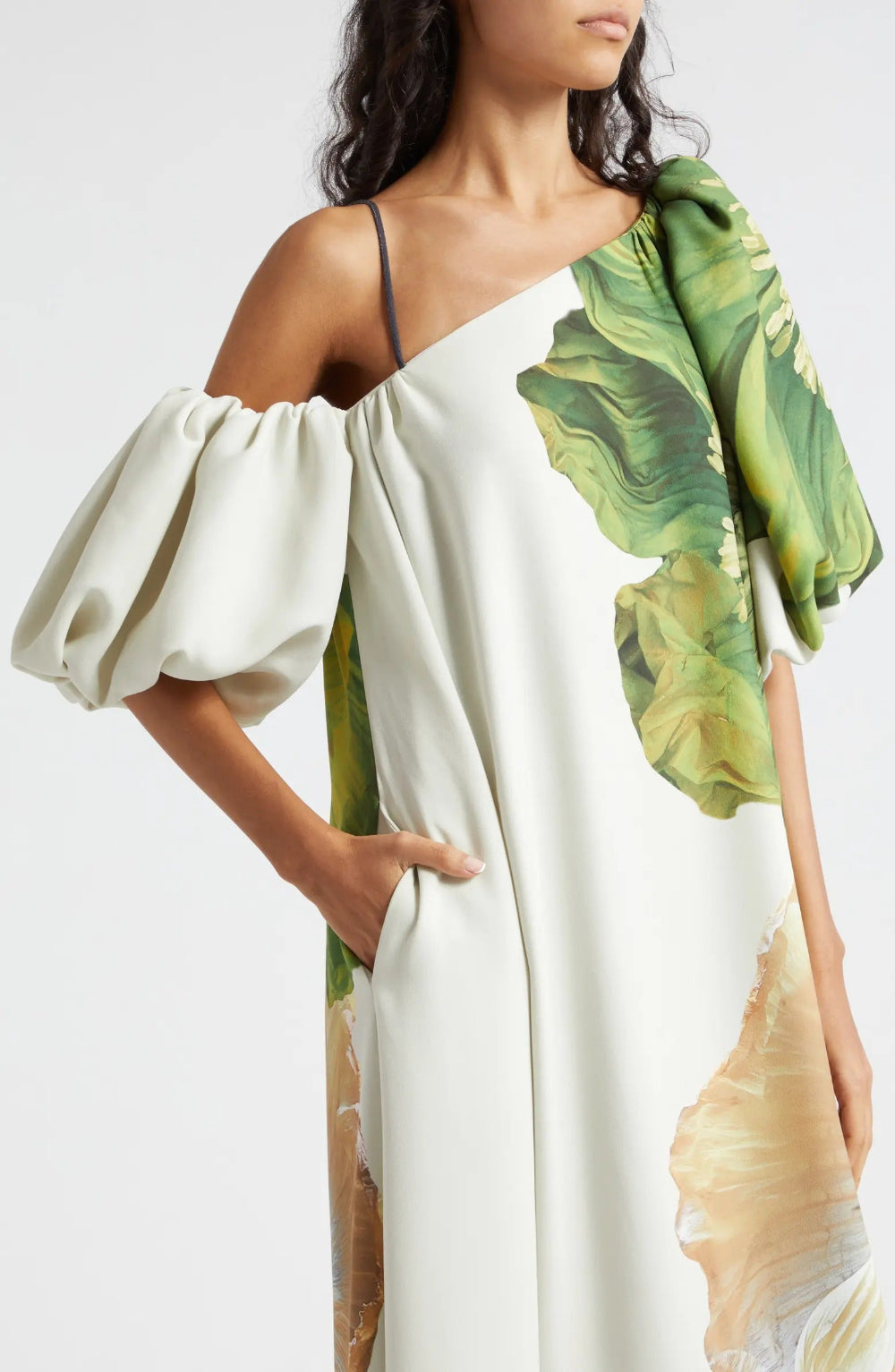 One Shoulder Floral Print Maxi Dress