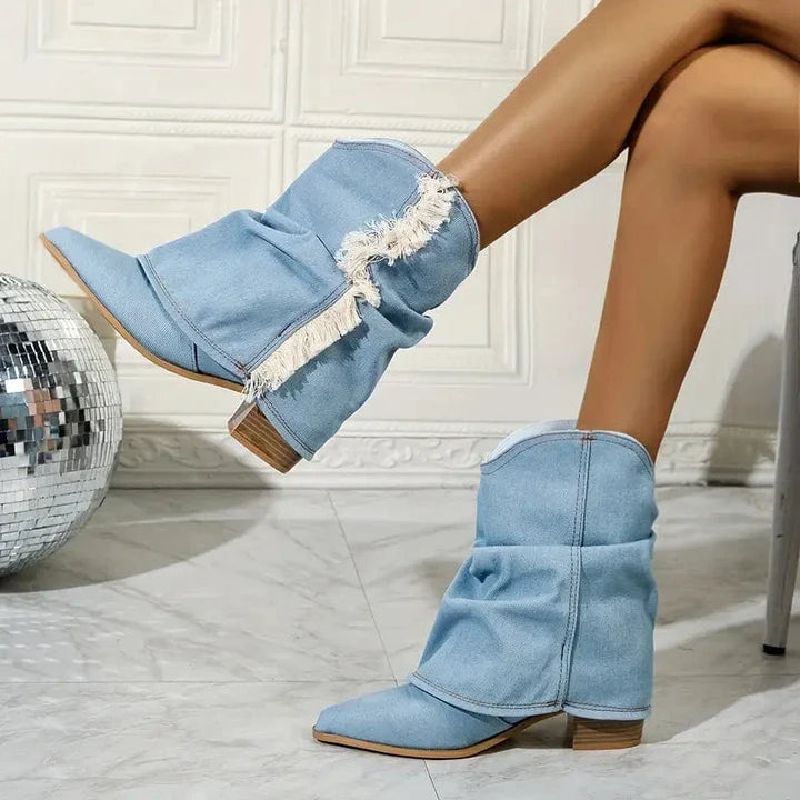 Roxy Fringe Denim Boots