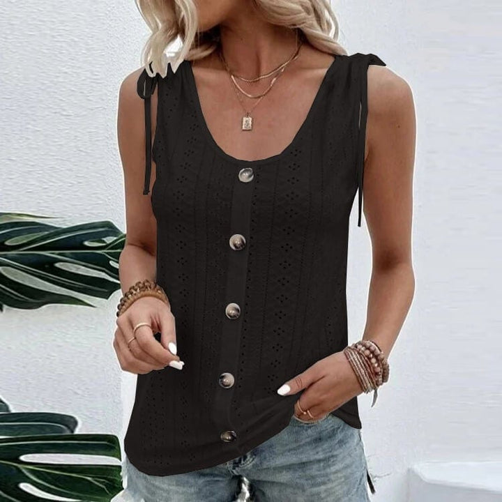 Éliane Eyelet Button-Up Top