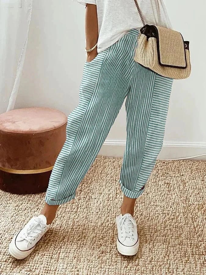 Lina Linen Striped Pants