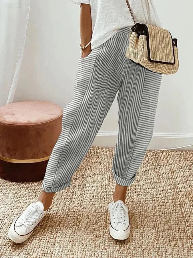 Lina Linen Striped Pants