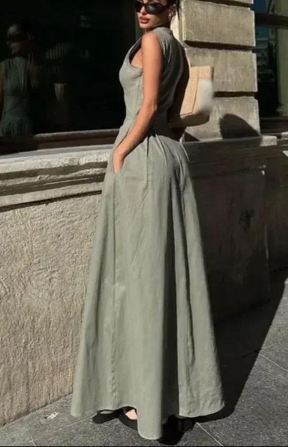 Sleeveless High Waist Dress