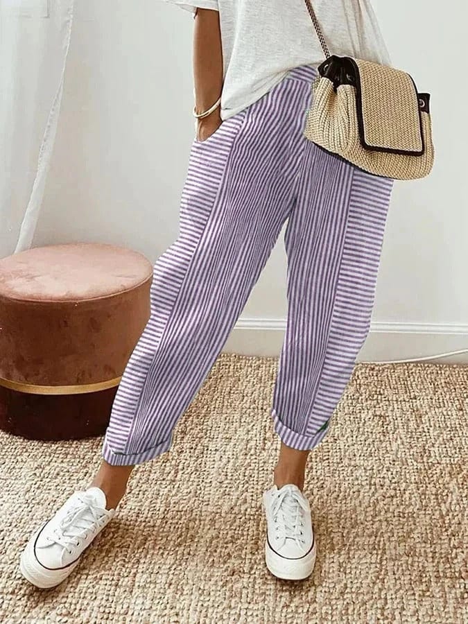 Lina Linen Striped Pants