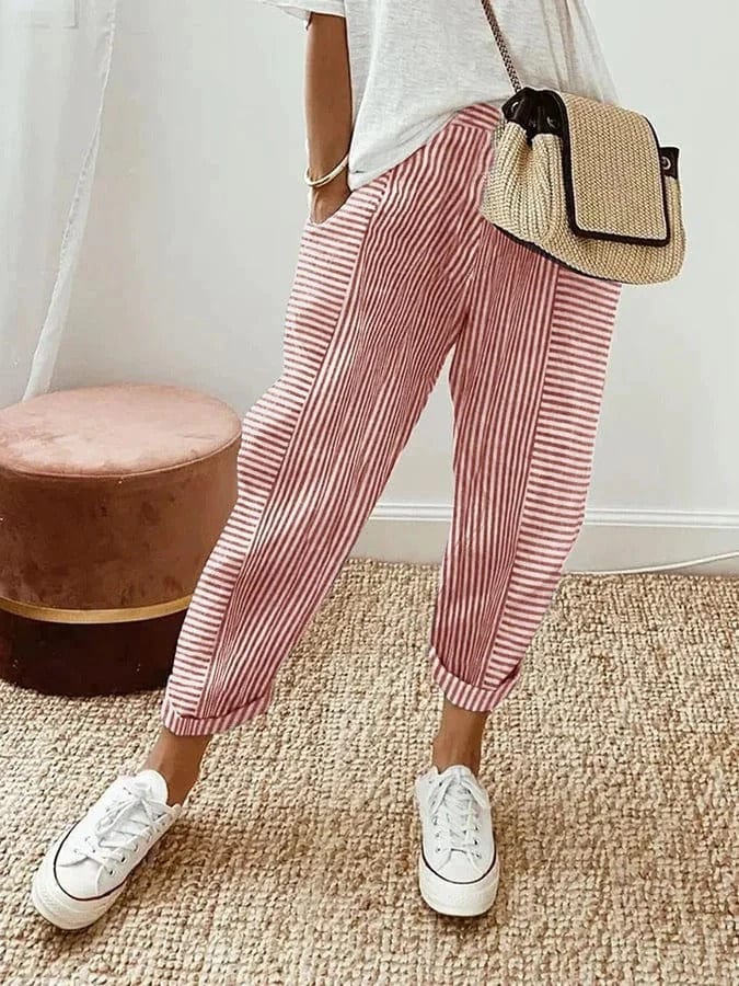 Lina Linen Striped Pants