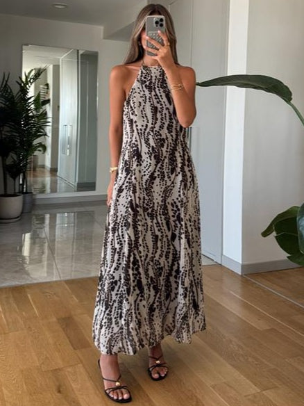 Abstract stone pattern chiffon dress