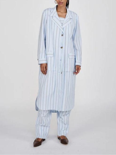 Blue striped shirt dress